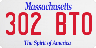 MA license plate 302BT0