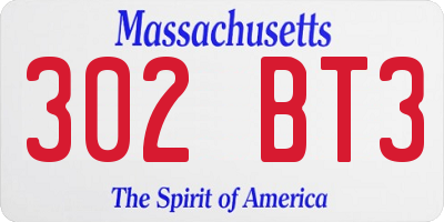 MA license plate 302BT3
