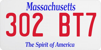 MA license plate 302BT7