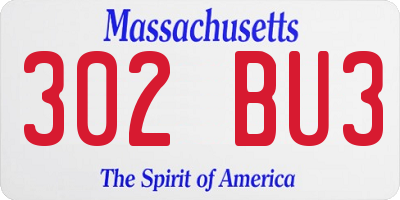 MA license plate 302BU3
