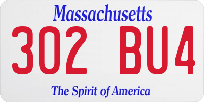 MA license plate 302BU4