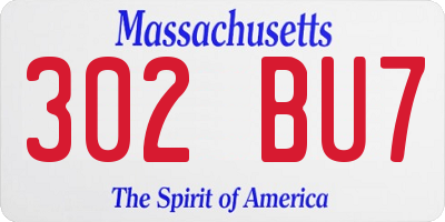 MA license plate 302BU7