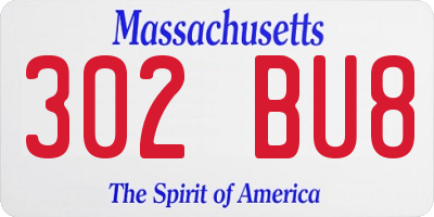 MA license plate 302BU8