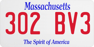 MA license plate 302BV3