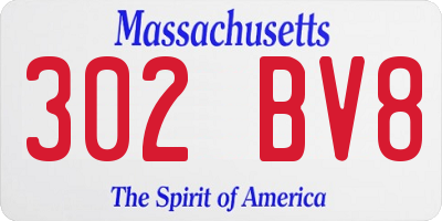 MA license plate 302BV8