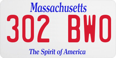MA license plate 302BW0