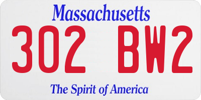 MA license plate 302BW2