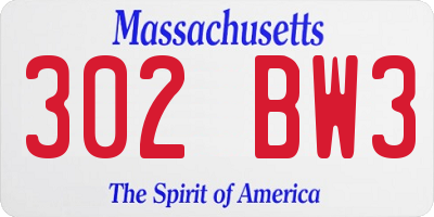 MA license plate 302BW3
