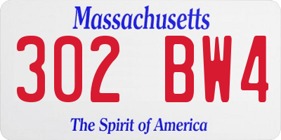 MA license plate 302BW4