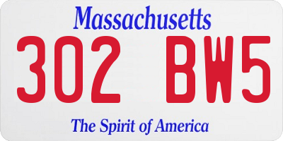 MA license plate 302BW5