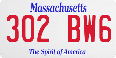 MA license plate 302BW6