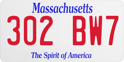 MA license plate 302BW7