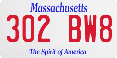 MA license plate 302BW8