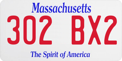MA license plate 302BX2