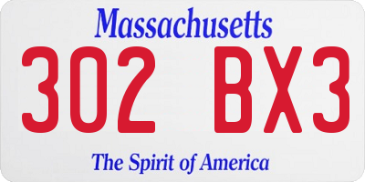 MA license plate 302BX3