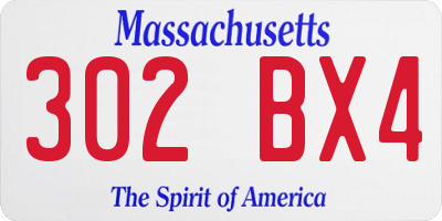 MA license plate 302BX4