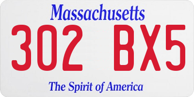 MA license plate 302BX5