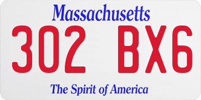 MA license plate 302BX6