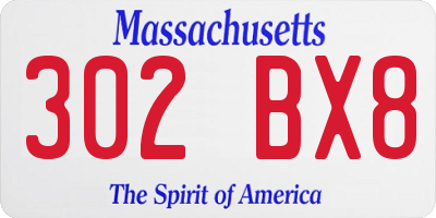 MA license plate 302BX8