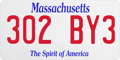 MA license plate 302BY3