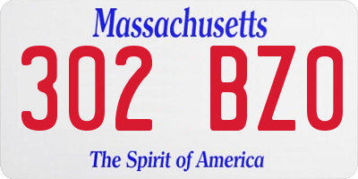 MA license plate 302BZ0
