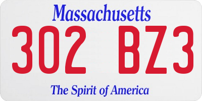 MA license plate 302BZ3