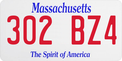 MA license plate 302BZ4