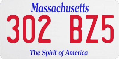 MA license plate 302BZ5