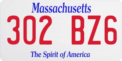 MA license plate 302BZ6