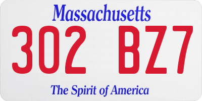 MA license plate 302BZ7