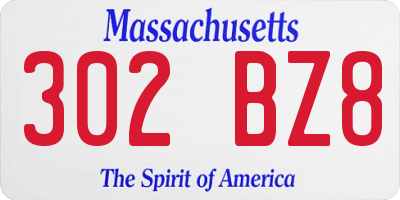 MA license plate 302BZ8