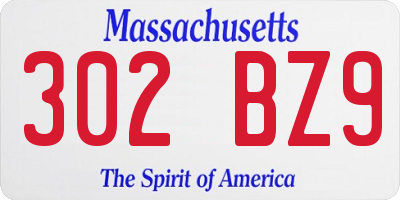 MA license plate 302BZ9