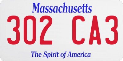 MA license plate 302CA3