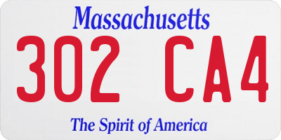 MA license plate 302CA4