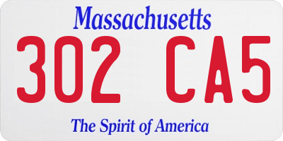 MA license plate 302CA5