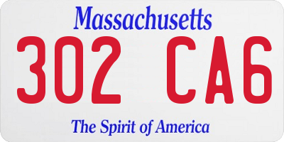 MA license plate 302CA6