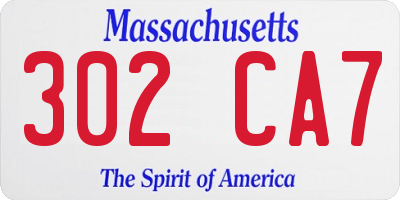 MA license plate 302CA7