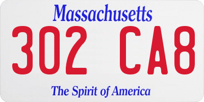 MA license plate 302CA8