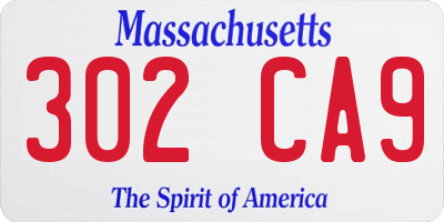 MA license plate 302CA9