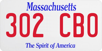 MA license plate 302CB0