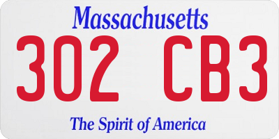 MA license plate 302CB3