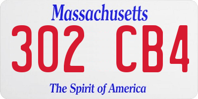 MA license plate 302CB4