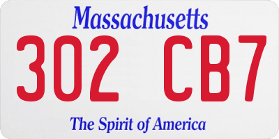 MA license plate 302CB7