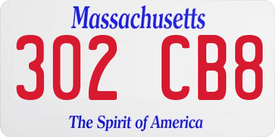 MA license plate 302CB8