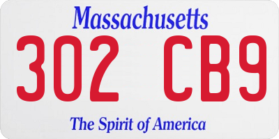 MA license plate 302CB9