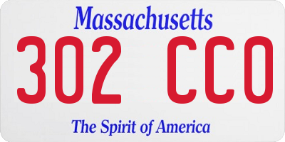 MA license plate 302CC0