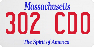 MA license plate 302CD0