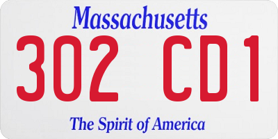 MA license plate 302CD1