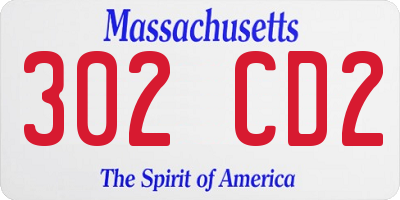 MA license plate 302CD2