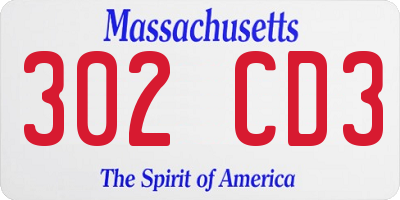 MA license plate 302CD3